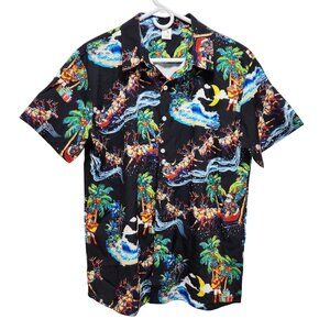 Christmas Hawaiian Mens Short Sleeve Button-Up Shirt Size M